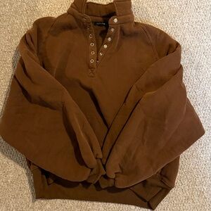Dry Goods Brown Snap-Button Pullover Hoodie